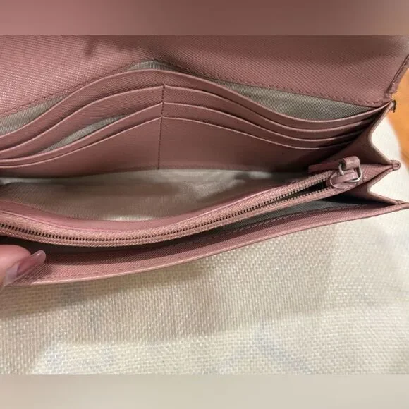 Prada Saffiano Leather Pink Continental Long Wallet Authentic - Picture 14 of 15